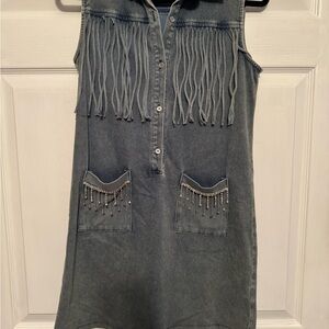 Fringe Denim Sleeveless Dress